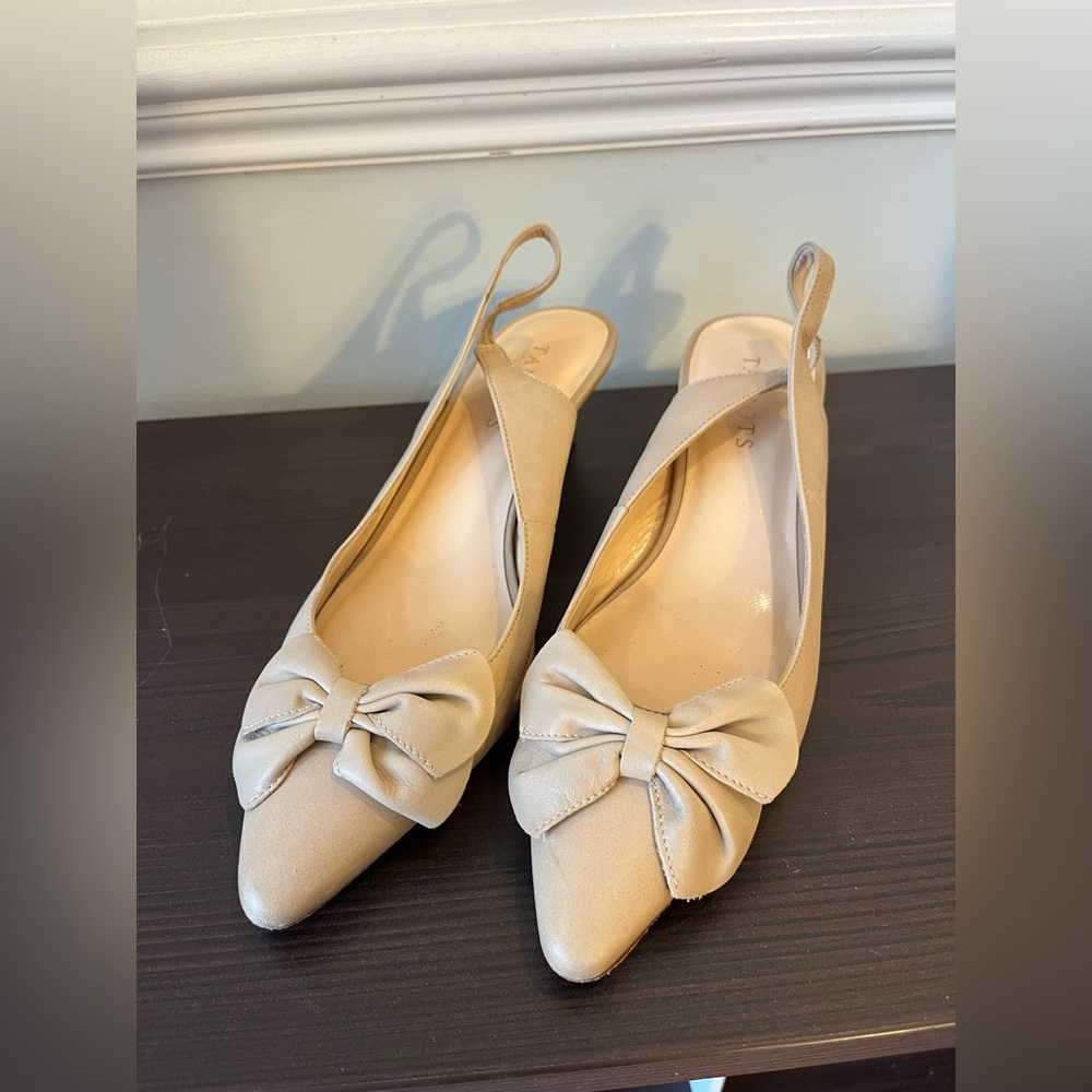 Talbots Beige Slingback Heels with Bow